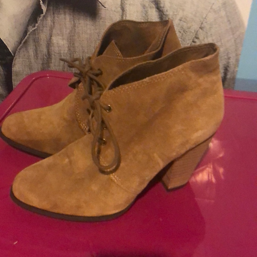 Brown suede booties
